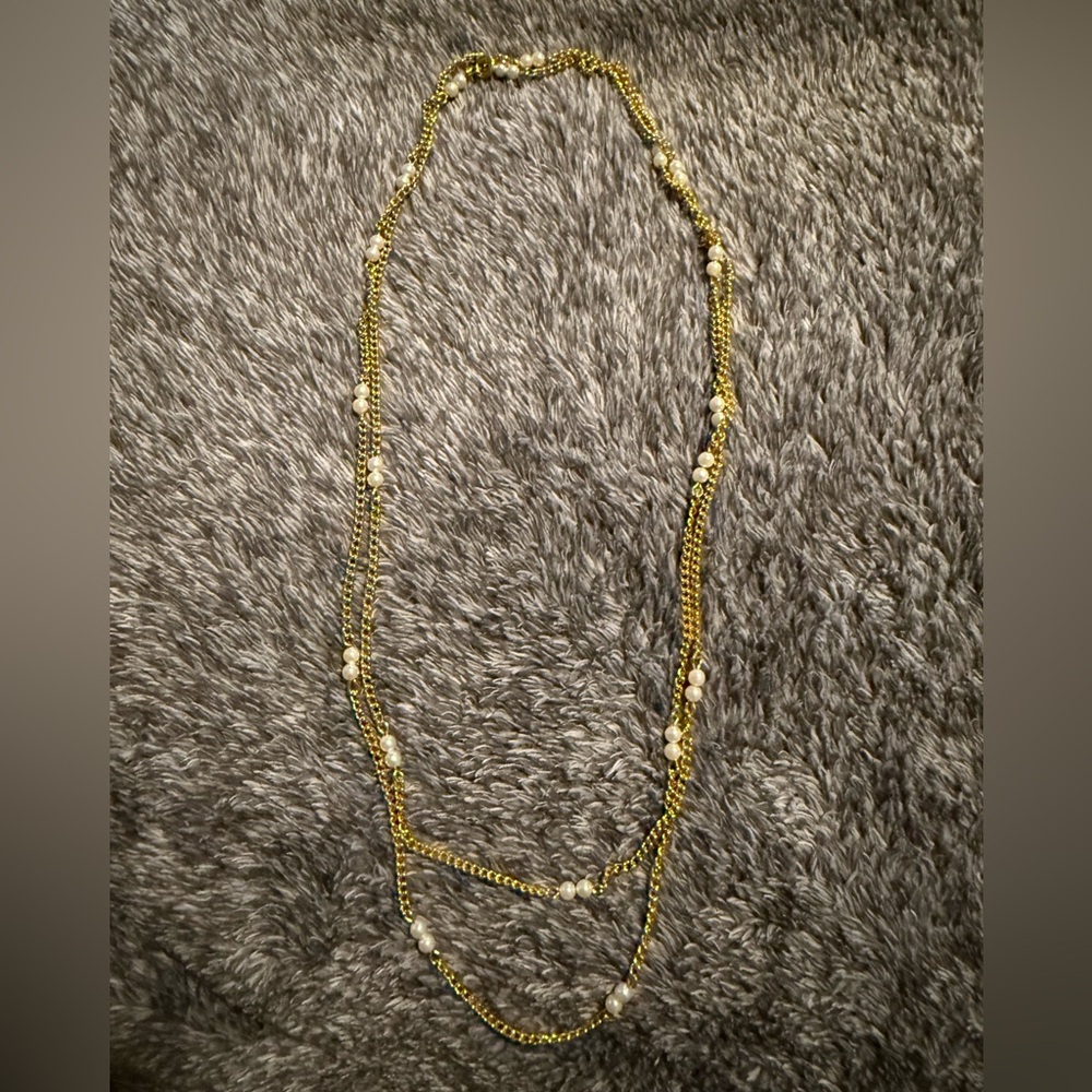 Gold chain with pearls 22 inch necklace